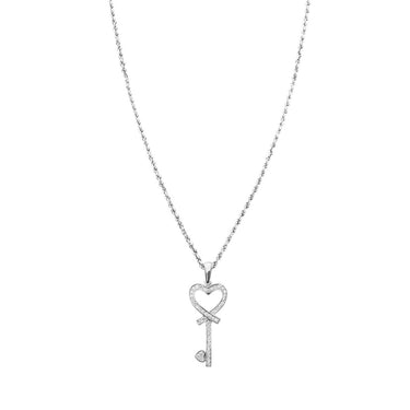 White , Yellow Heart Key Pendant in 10k Gold .4 Ctw